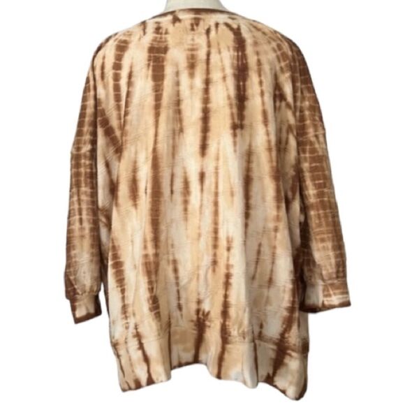 Terra and Sky three quarter sleeve brown and cream textured top size 3X - Picture 2 of 8